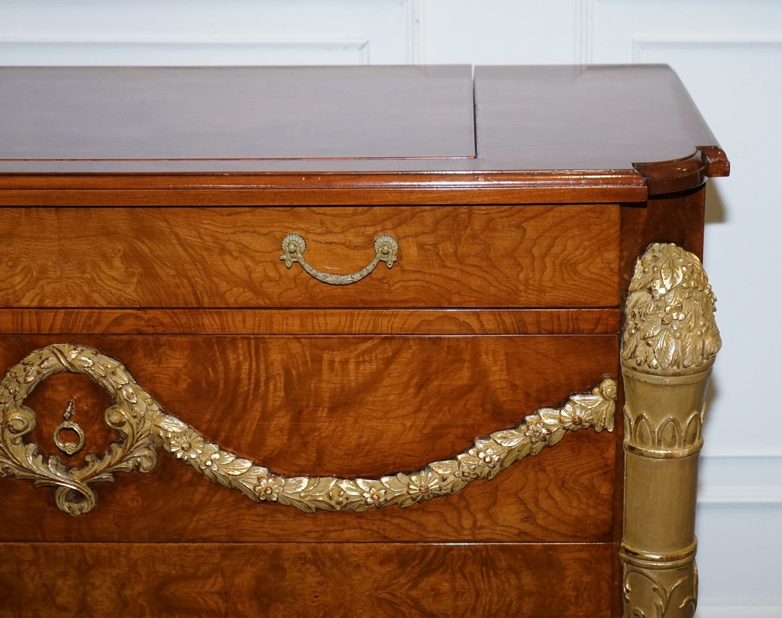 LARGE FAUX CHEST OF DRAWERS HIDDEN TV CABINET FRENCH EMPIRE STYLE