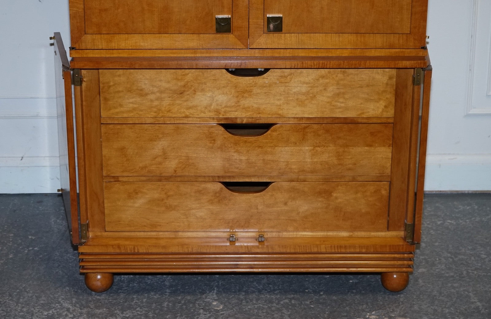 AMERICAN HICKORY WHITE GENESIS BIEDERMEIER SATIN WOOD ARMOIRE OR TV CABINET