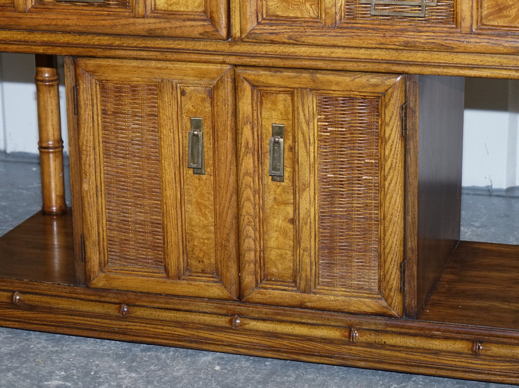 VINTAGE AMERICAN FAUX BAMBOO STYLE CONSOLE TABLE SMALL SIDEBOARD BY BURLINGTON