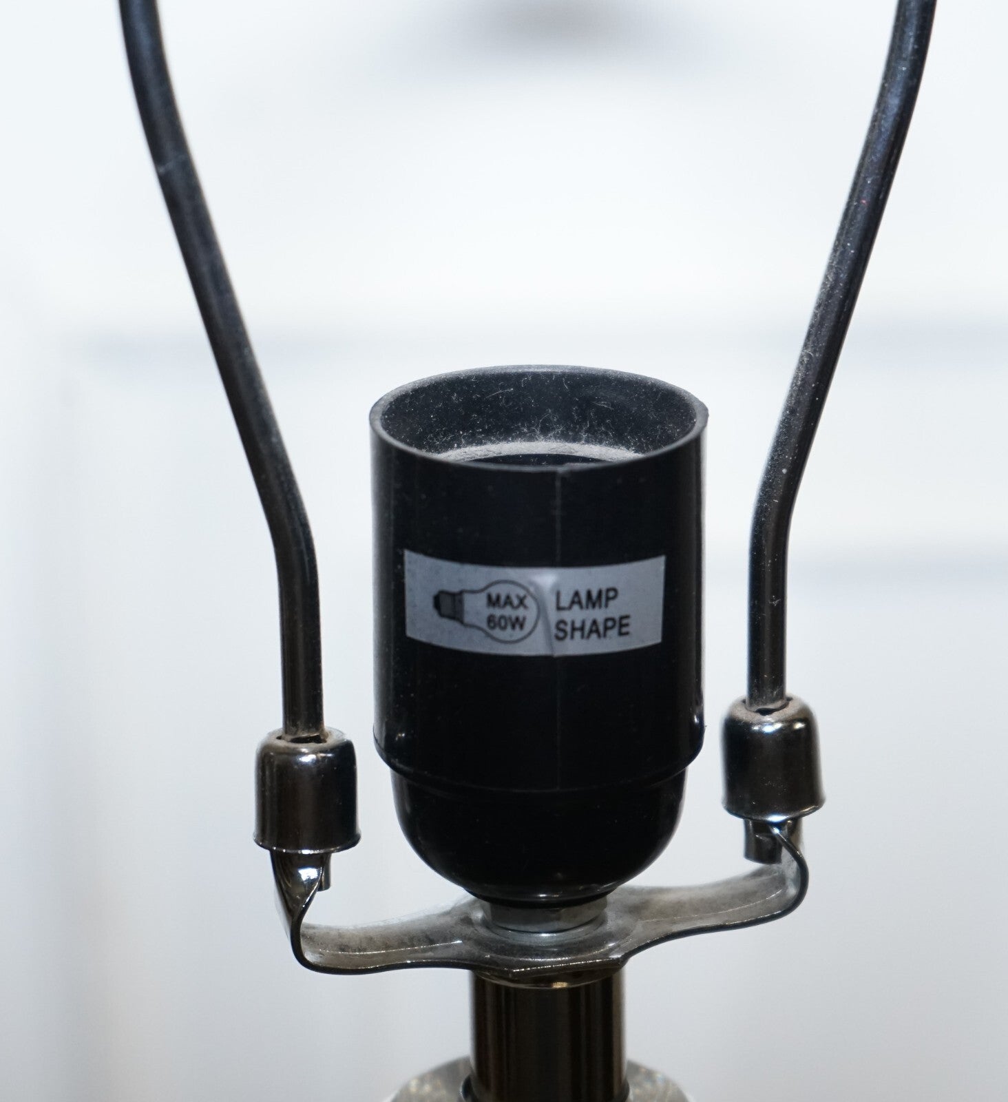 PAIR OF CLEAR GLASS TABLE LAMPS WITH BLACK SHADES