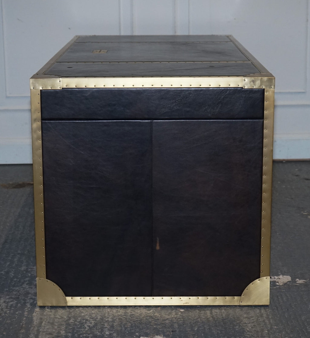 TIMOTHY OULTON CUMBERLAND COLLECTION AGED LEATHER DESK RED VELVET LINING