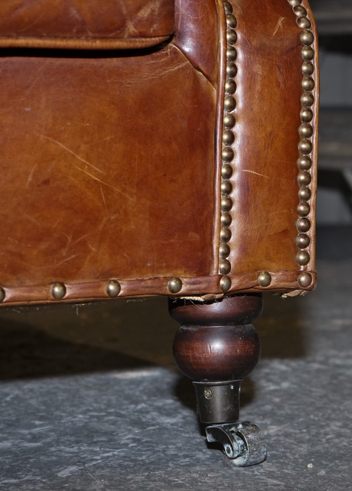 HALO TIMOTHY OULTON STYLE BALMORAL TWO SEATER BROWN HERITAGE LEATHER SOFA