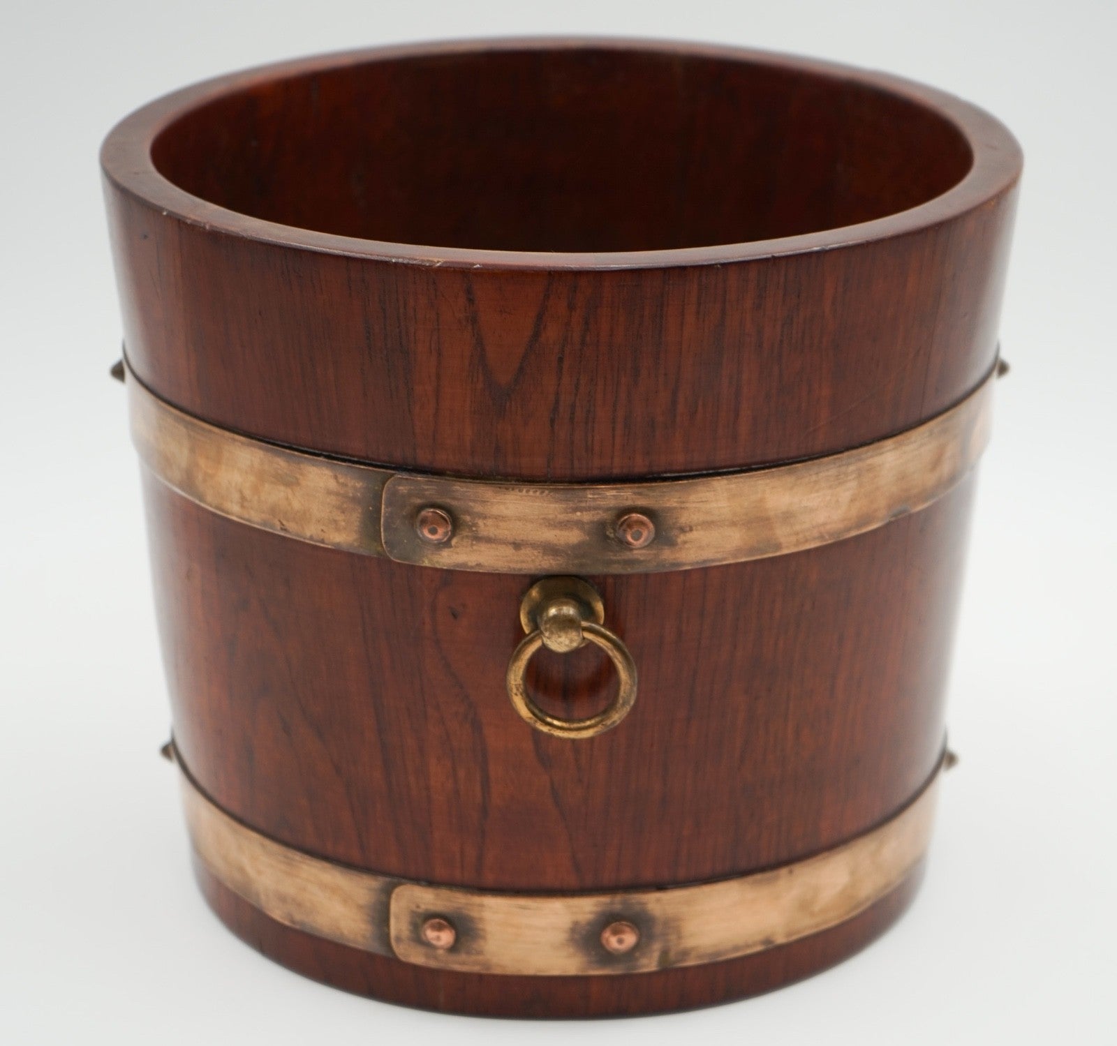 ANTIQUE R A LISTER & CO OAK 1900s EDWARDIAN BUCKET WITH BRASS BRACES
