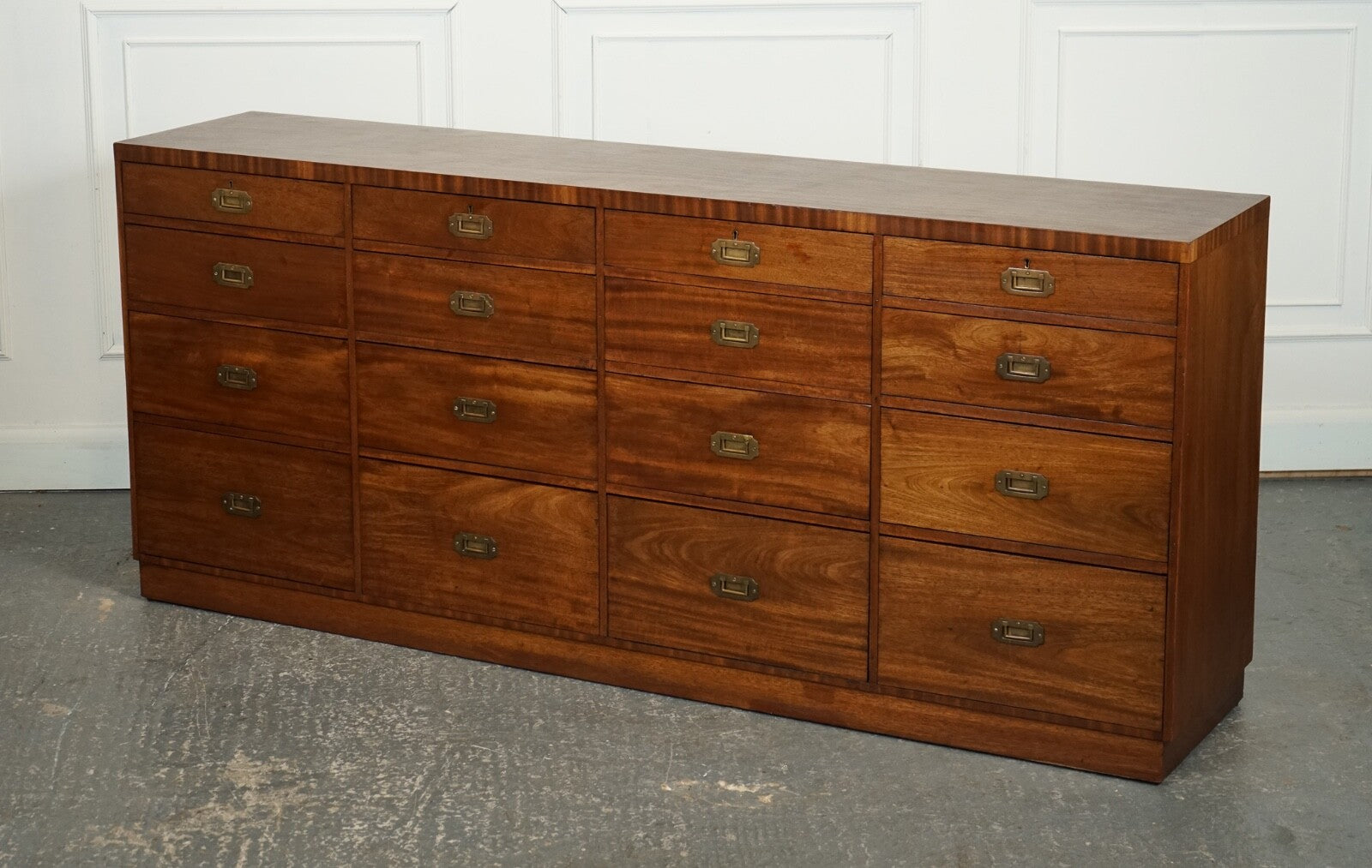 RARE ANTIQUE MILITARY CAMPAIGN MERCHANTS COUNTER SIDEBOARD GRADUATED DRAWERS