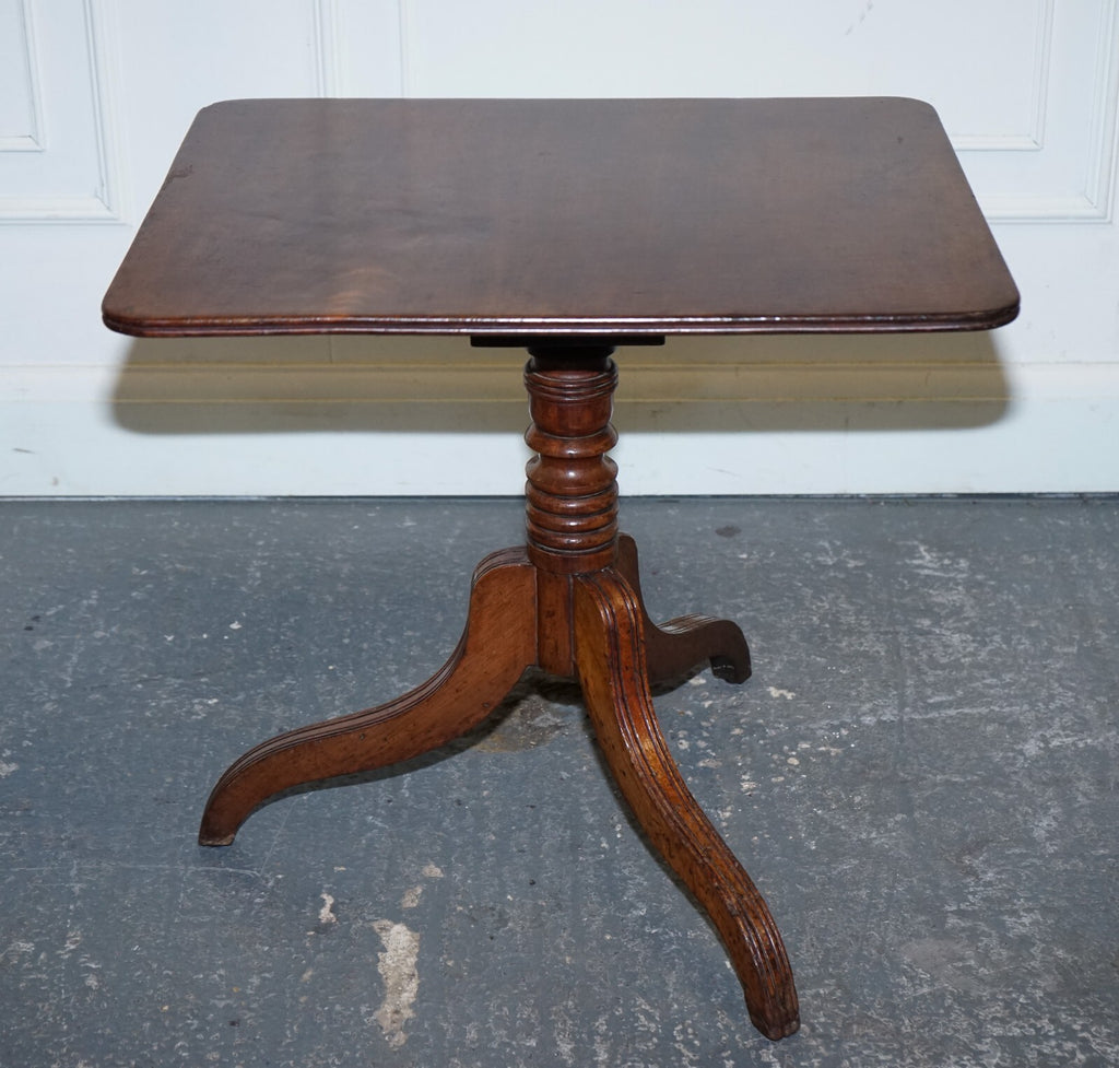ANTIQUE 19TH CENTURY ENGLISH OAK RECTANGLE TRIPOD TILT TOP TABLE