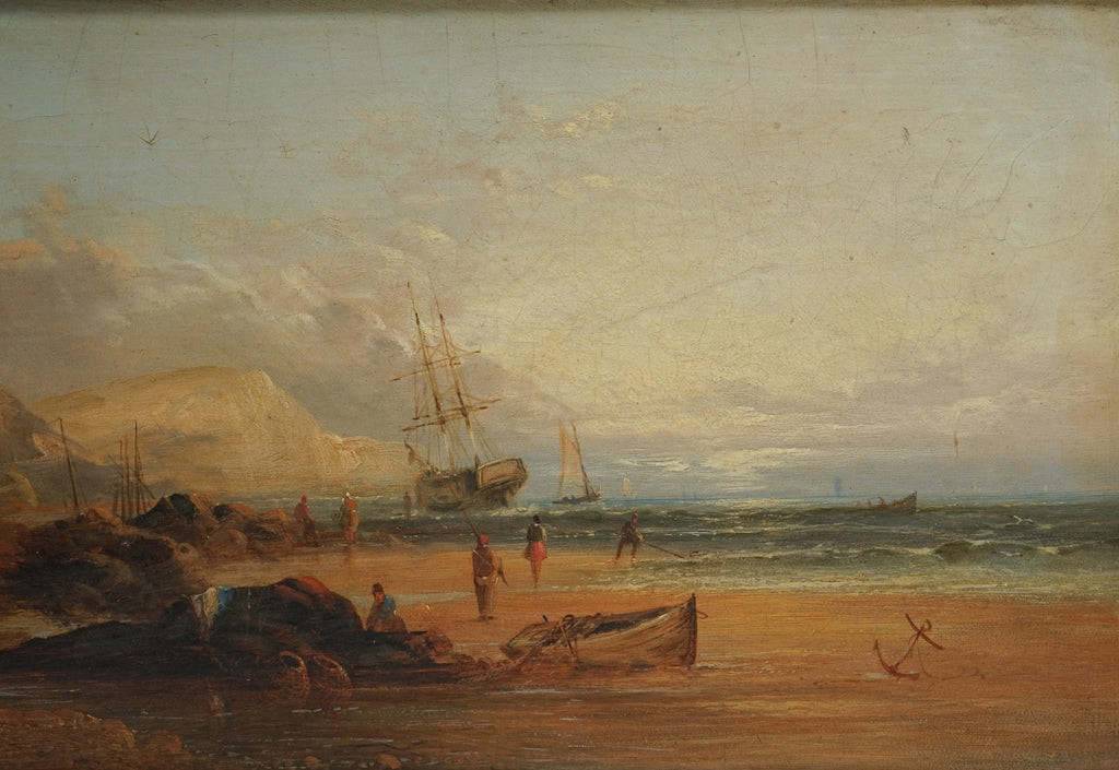 ANTIQUE 1868 SIGNED AND DATED VICTORIAN COASTAL OIL PAINTING BY JAMES WEBB