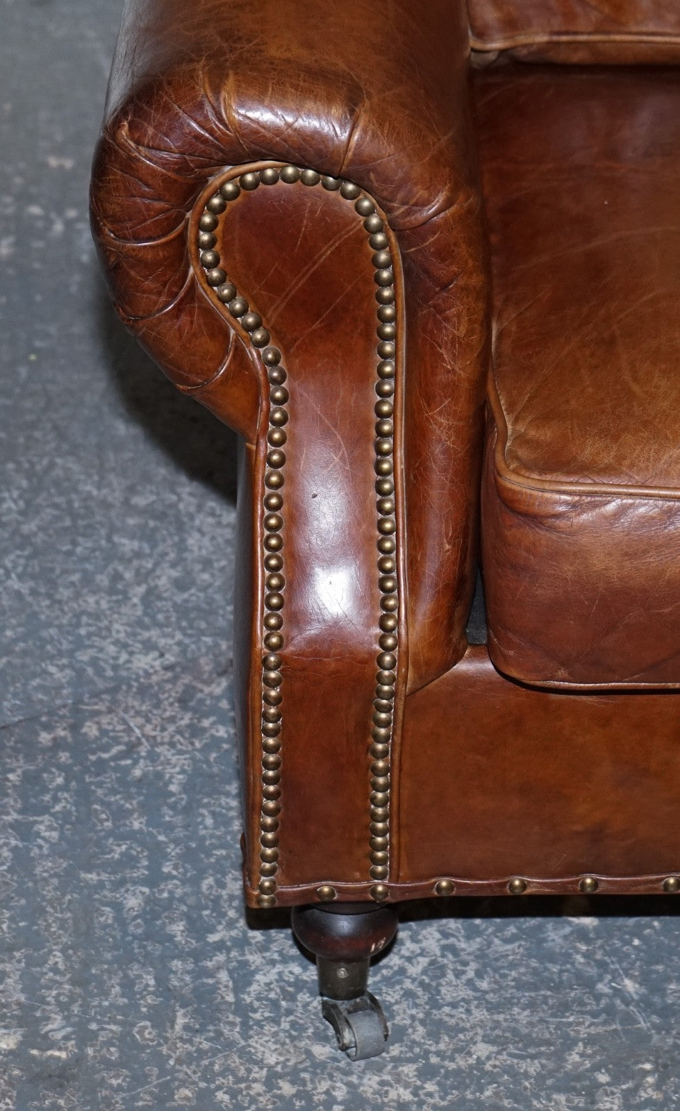 HALO TIMOTHY OULTON STYLE BALMORAL TWO SEATER BROWN HERITAGE LEATHER SOFA
