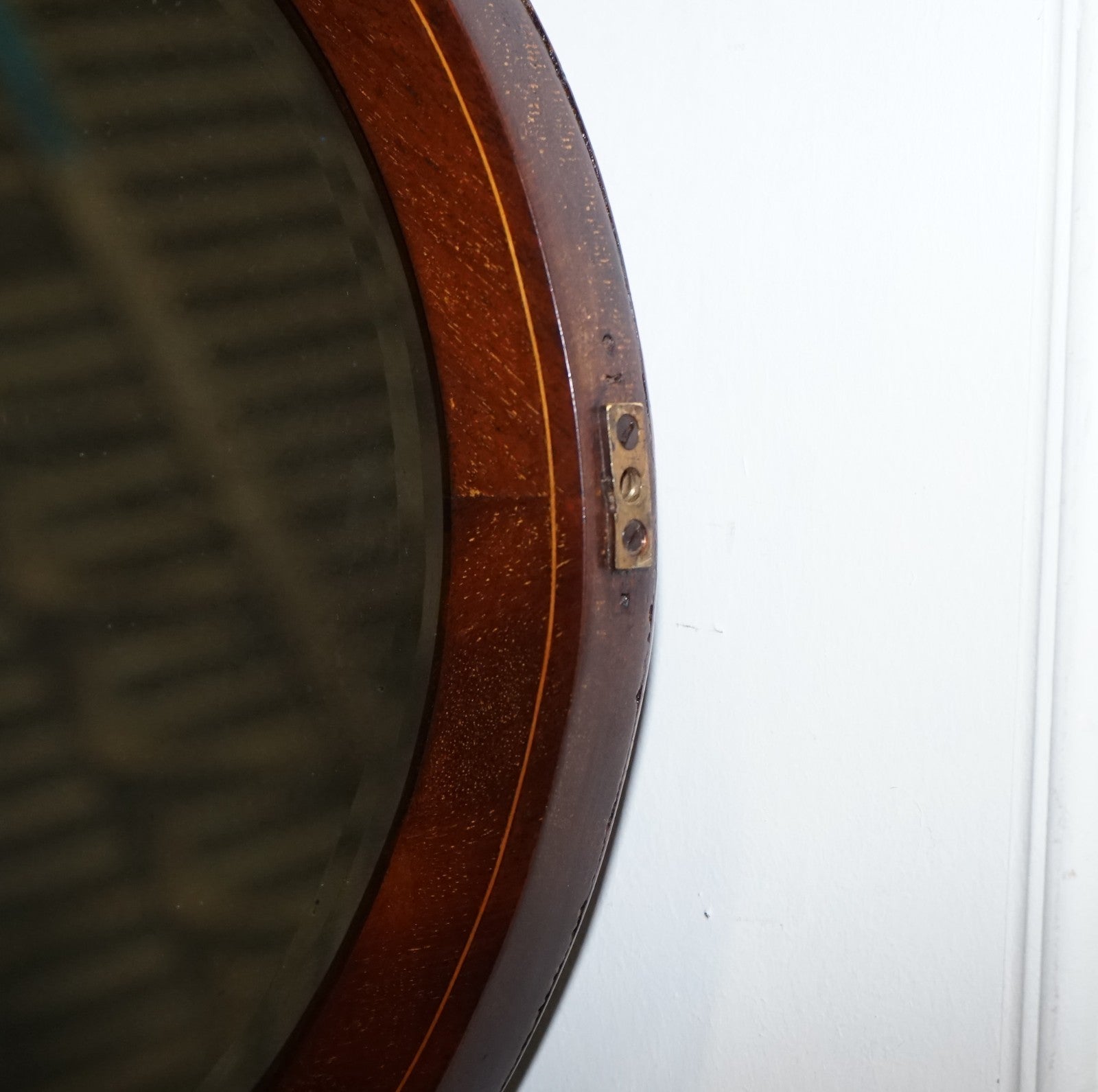 ANTIQUE CIRCA 1910 EDWARDIAN OVAL WALL BEVELED MIRROR