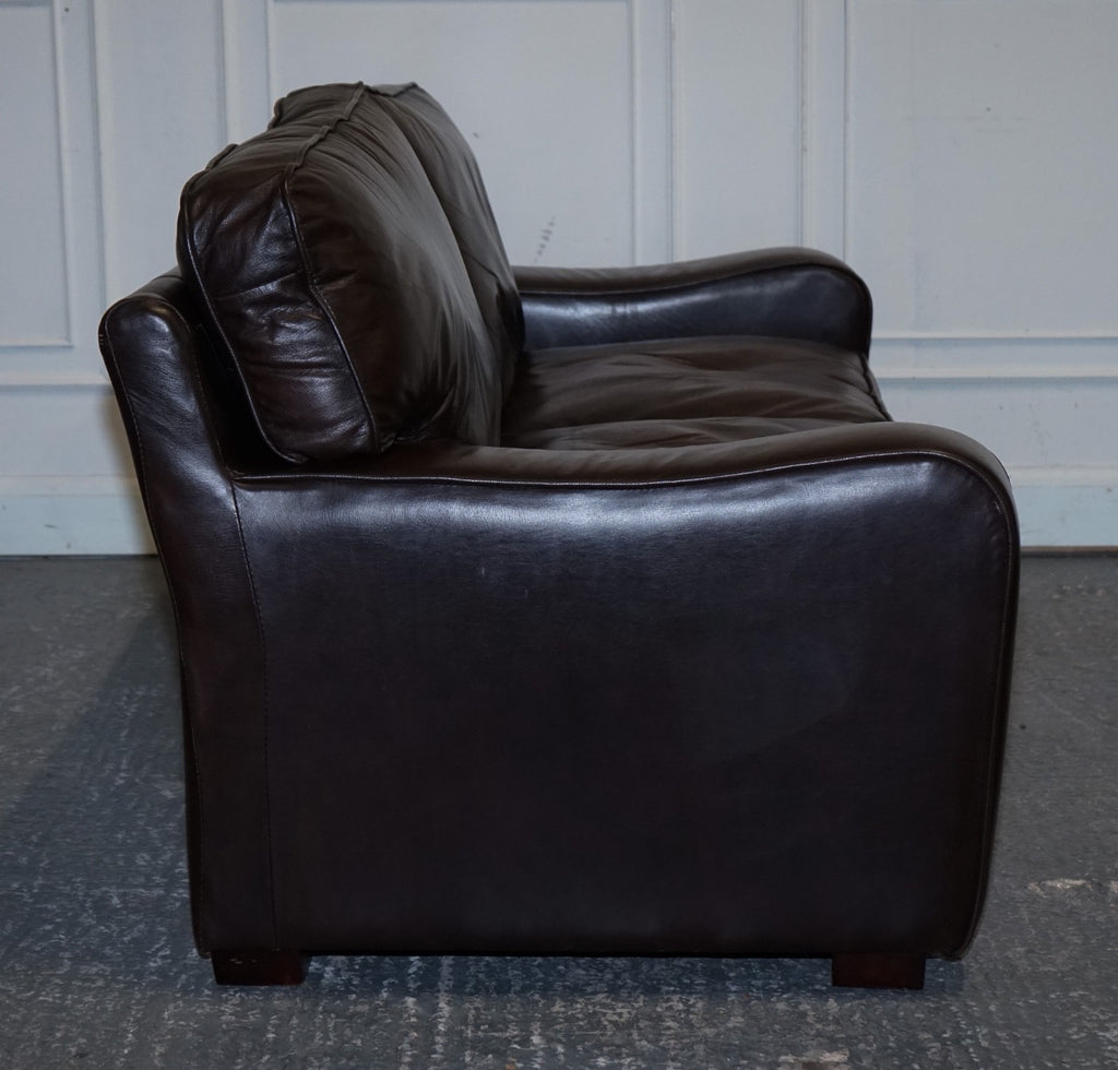 LOVELY VINTAGE CLUB BROWN LEATHER TWO TO THREE SOFA