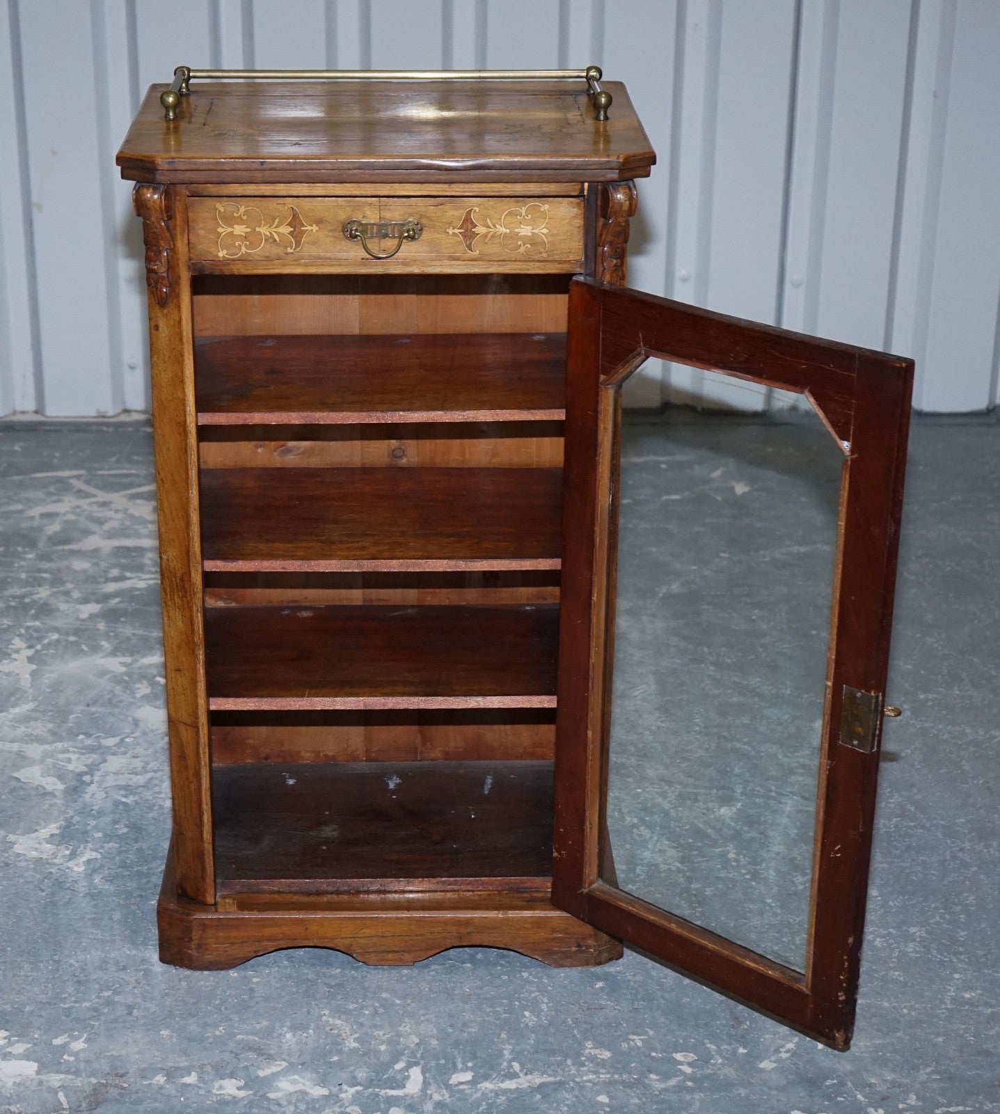 19TH CENTURY VICTORIAN INLAID WALNUT MARQUETRY PIER GLAZED MUSIC CABINET