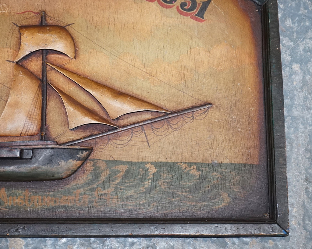 ORGINAL 1960'S PUB SIGN HAND PAINTED ''EST SHIPS STORES 1851'' SOLID WOOD