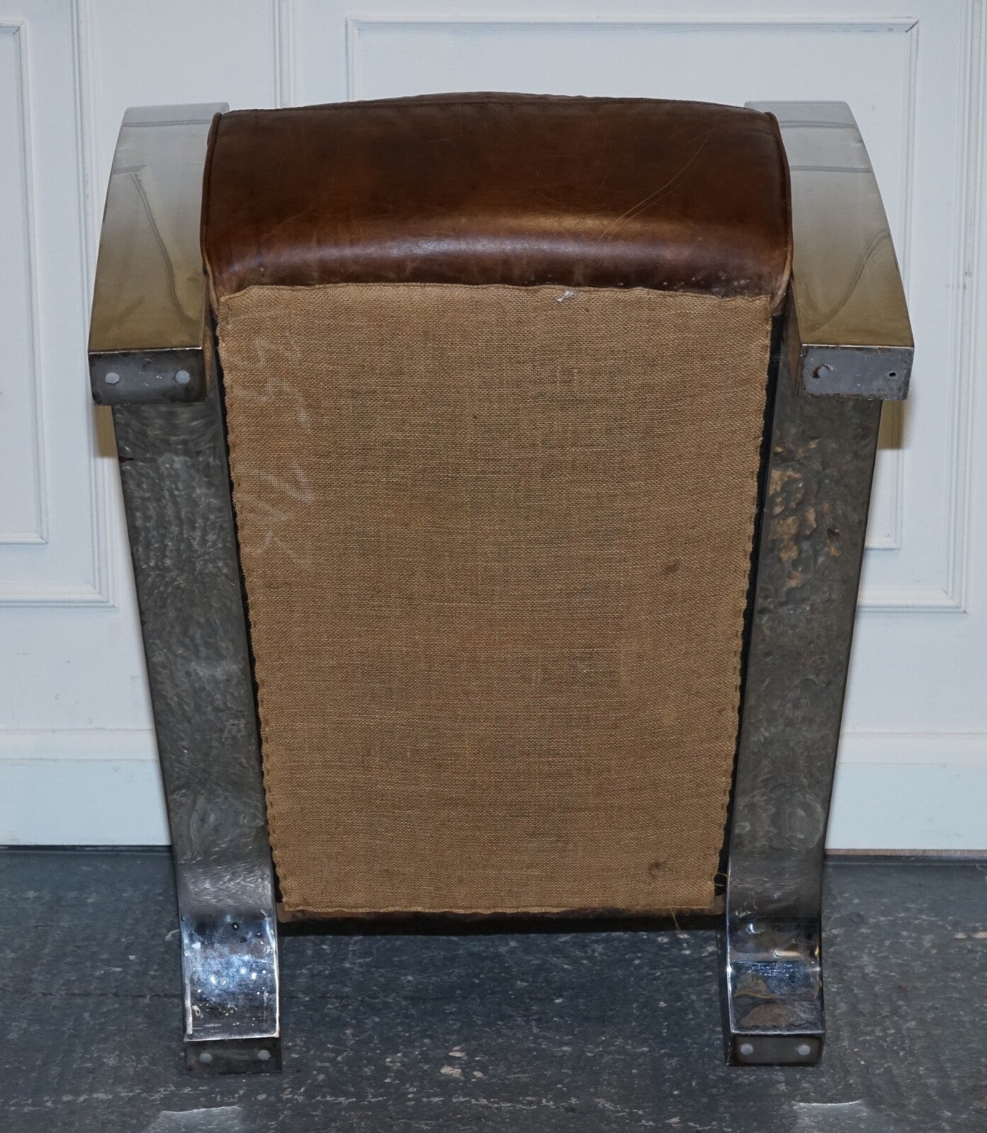 STUNNING PAIR OF FRENCH ART DECO CHROME AVIATOR HERITAGE BROWN LEATHER ARMCHAIRS