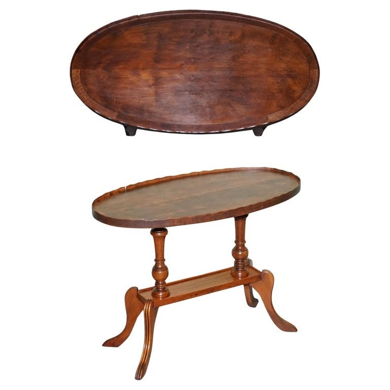 VINTAGE OVAL SCALLOPED EDGE OCCASIONAL SIDE TABLE