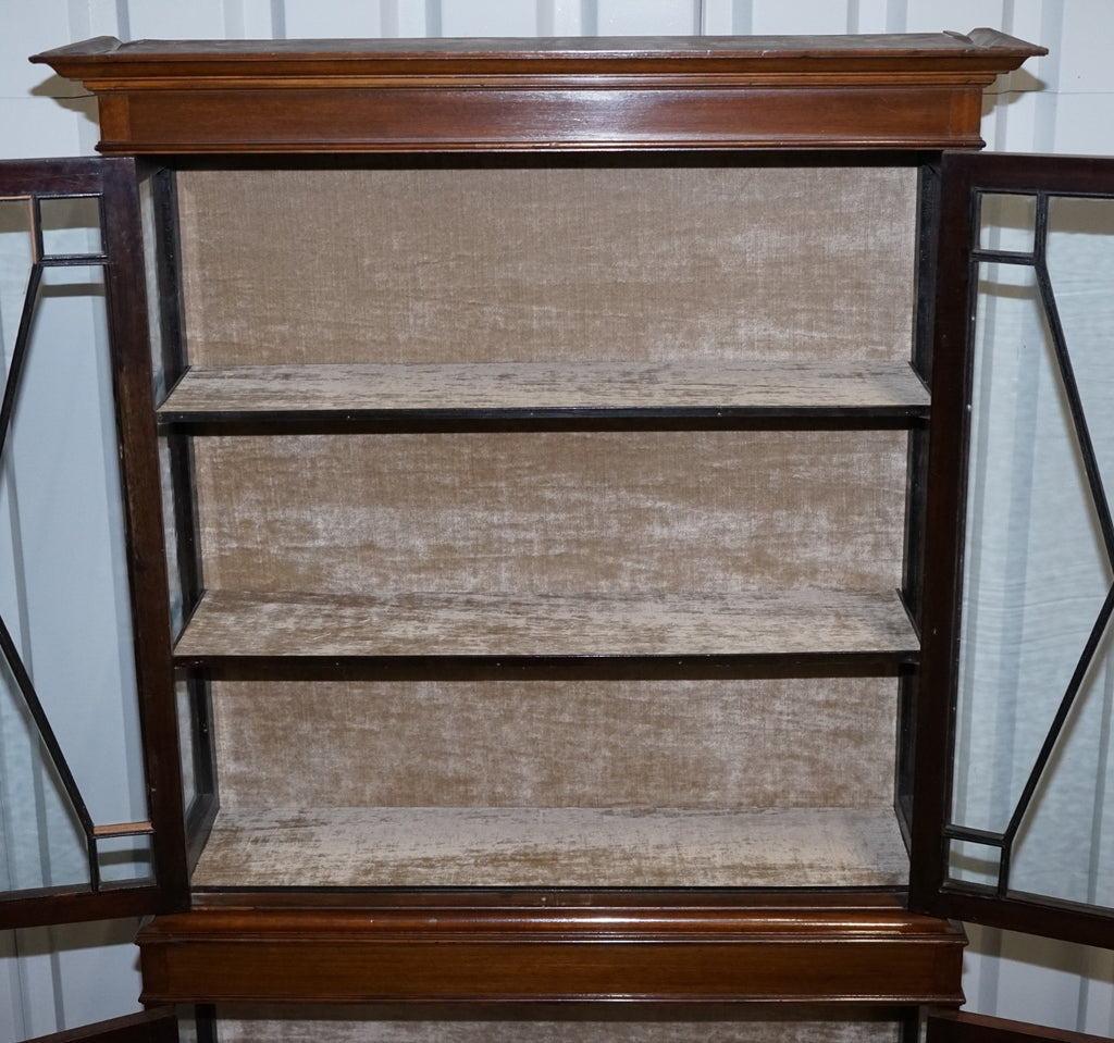 ENGLISH 19TH CENTRY GLAZED DISPLAY CURIO CABINET WITH FIXED SHELVES