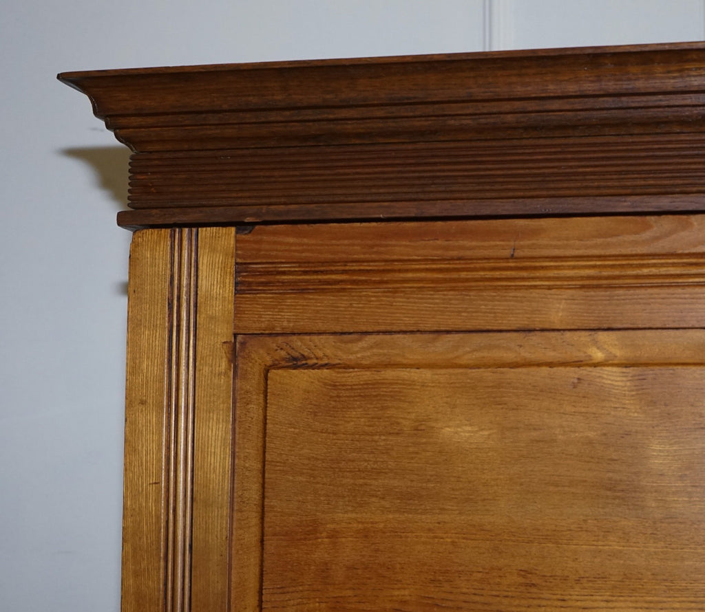 ANTIQUE VICTORIAN ENGLISH OAK LINEN PRESS WARDROBE WITH FOUR DRAWERS