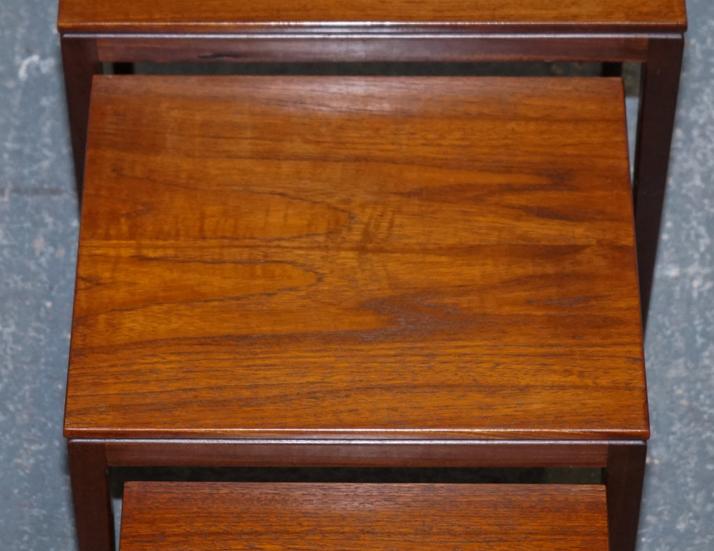 VINTAGE 1960'S DANISH MID CENTRY TEAK NEST OF THREE TABLES