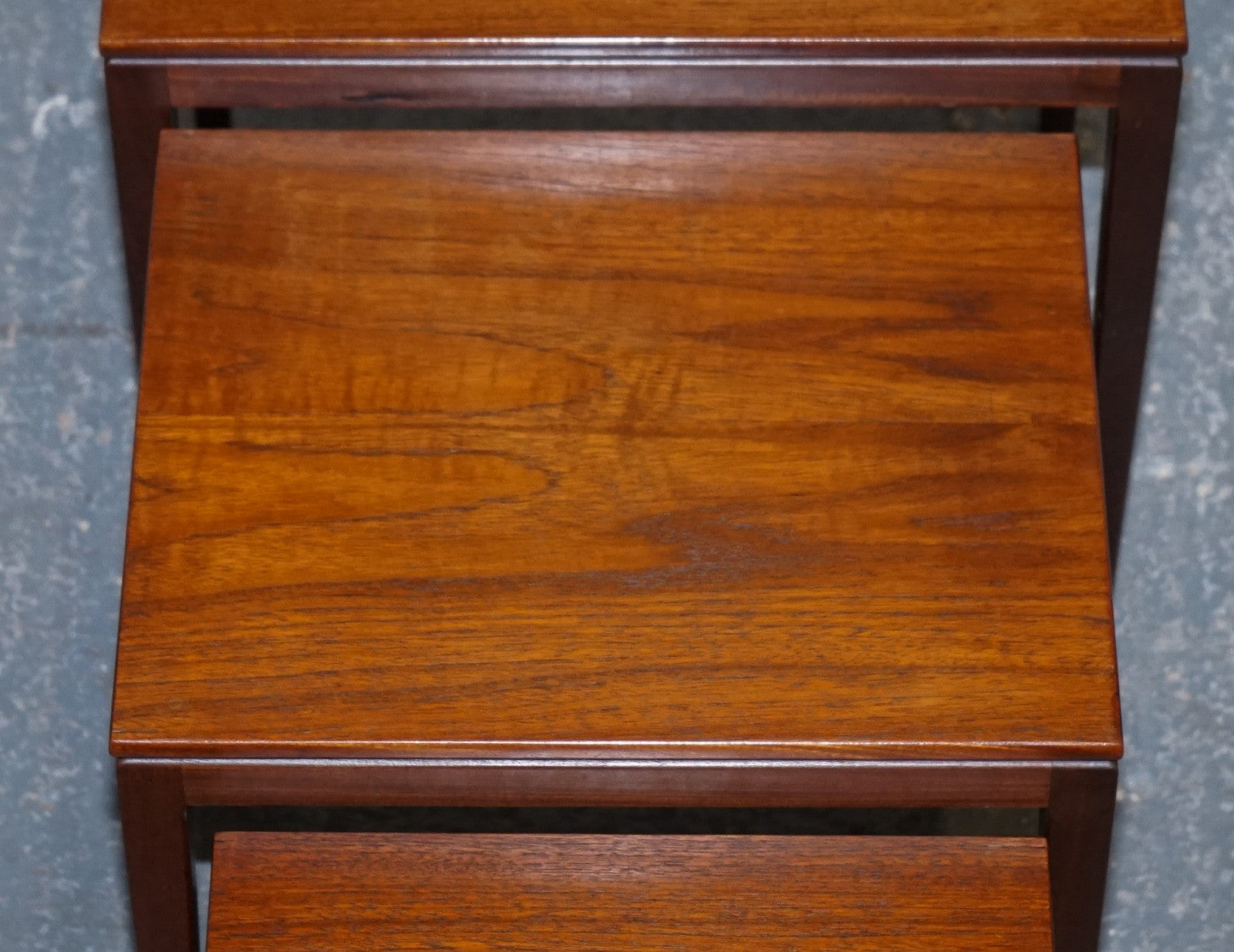 VINTAGE 1960'S DANISH MID CENTRY TEAK NEST OF THREE TABLES