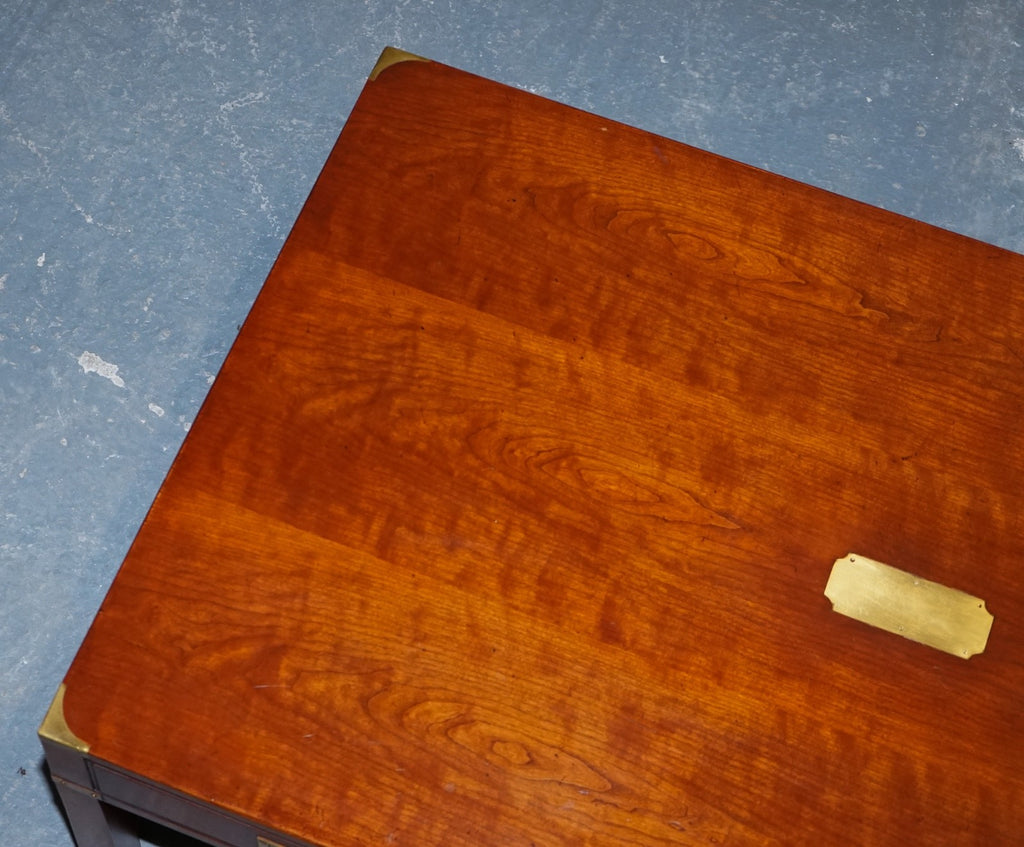 LARGE MILITARY CAMPAIGN REH KENNEDY HARRODS COFFEE TABLE WITH THREE DEEP DRAWERS