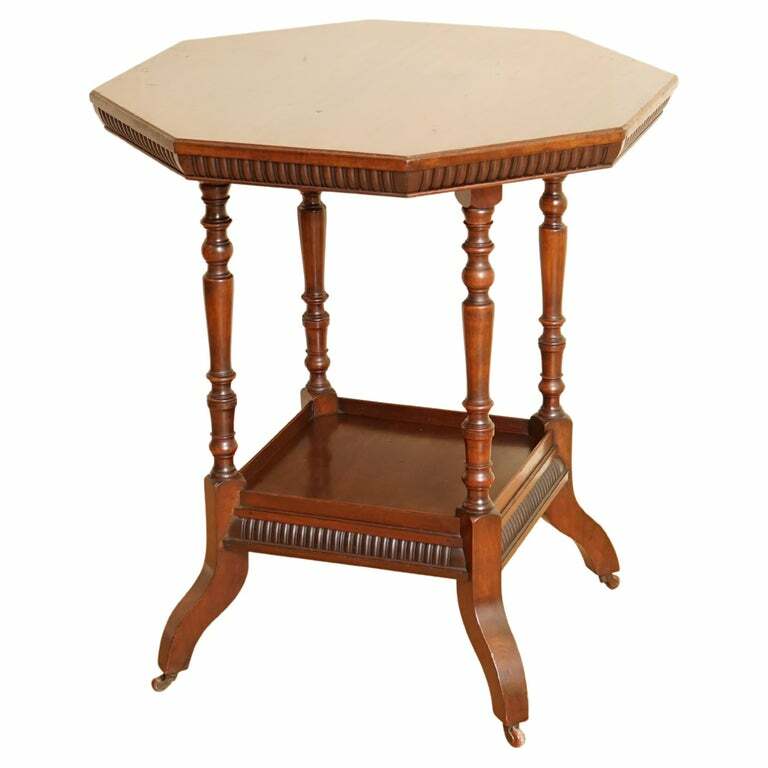 JAMES SCHOOLBRED ANTIQUE ARTS & CRAFTS OCTAGONAL OCCASIONAL SIDE END TABLE