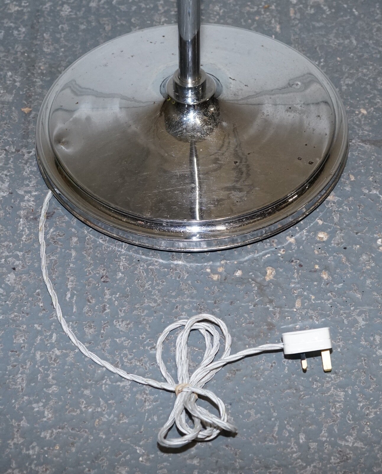 CIRCA 1930'S ART DECO FLOOR LAMP WITH WHITE GLASS SHADE