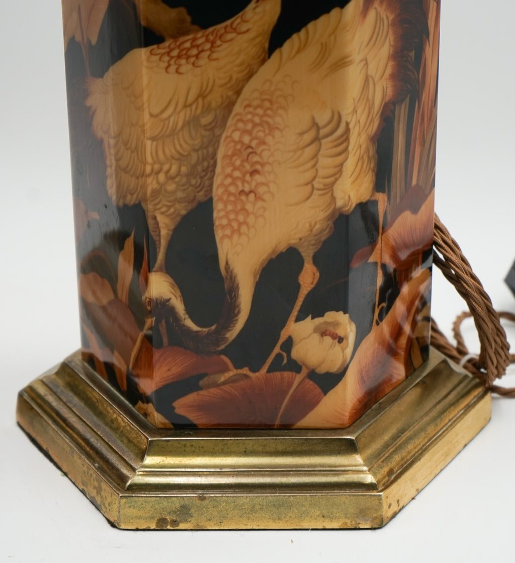 PAIR FRENCH 1970'S MAISON LE DAUPHIN HOLLYWOOD REGENCY CHINOISERIE TABLES LAMPS