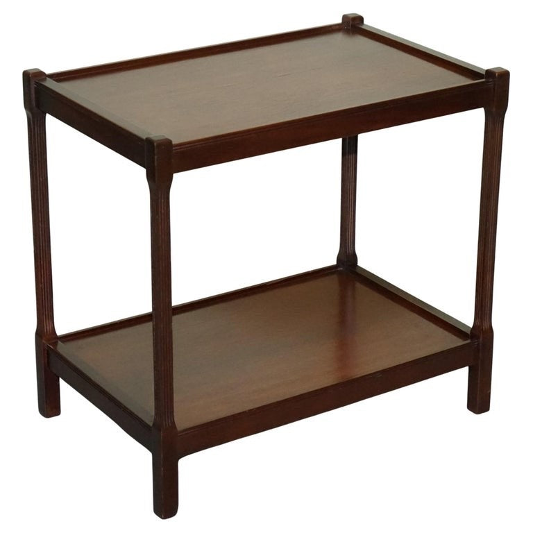 VINTAGE MID CENTURY HARDWOOD TWO TIER SIDE TABLE OCASSIONAL TABLE