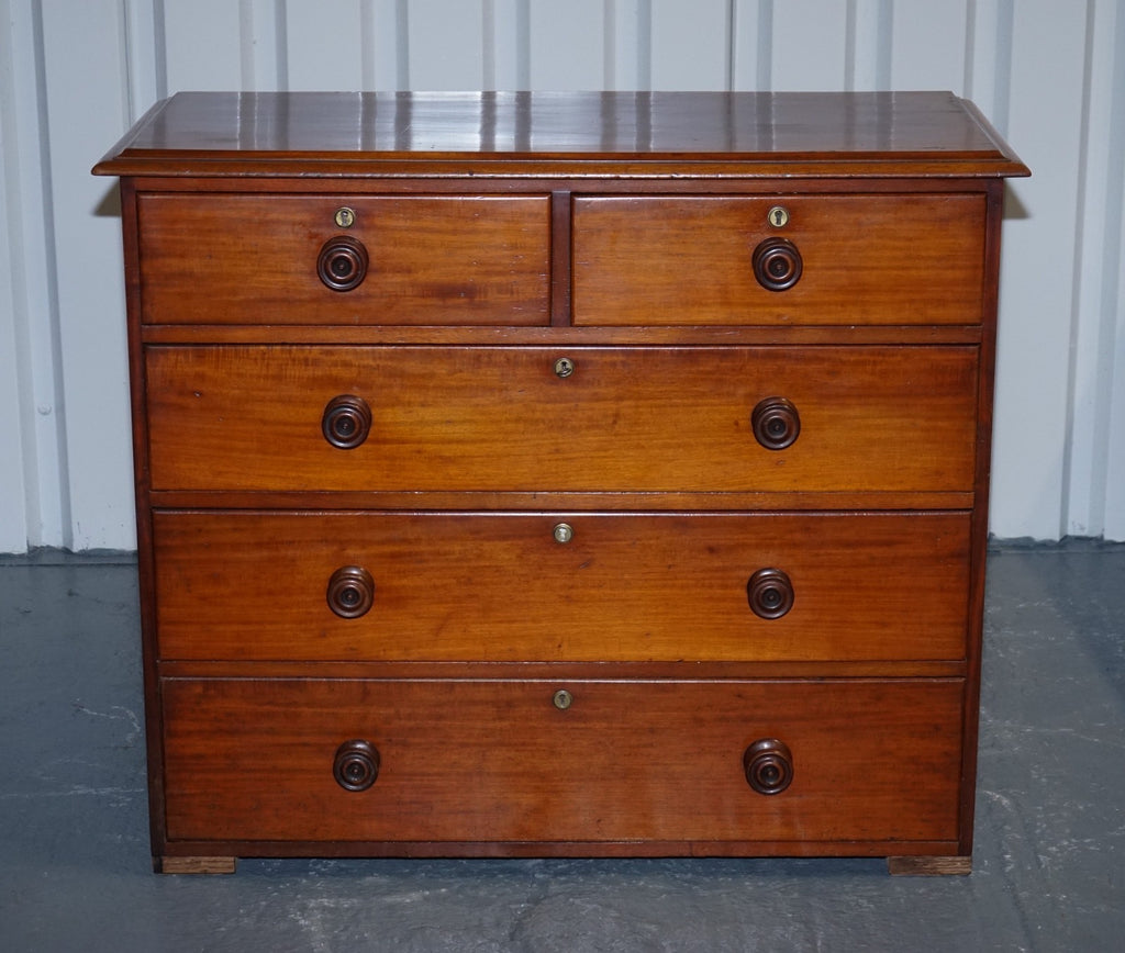 LARGE EARLY VICTORIAN CHEST OF DRAWERS WITH ORIGINAL KNOBS AND LOCKS
