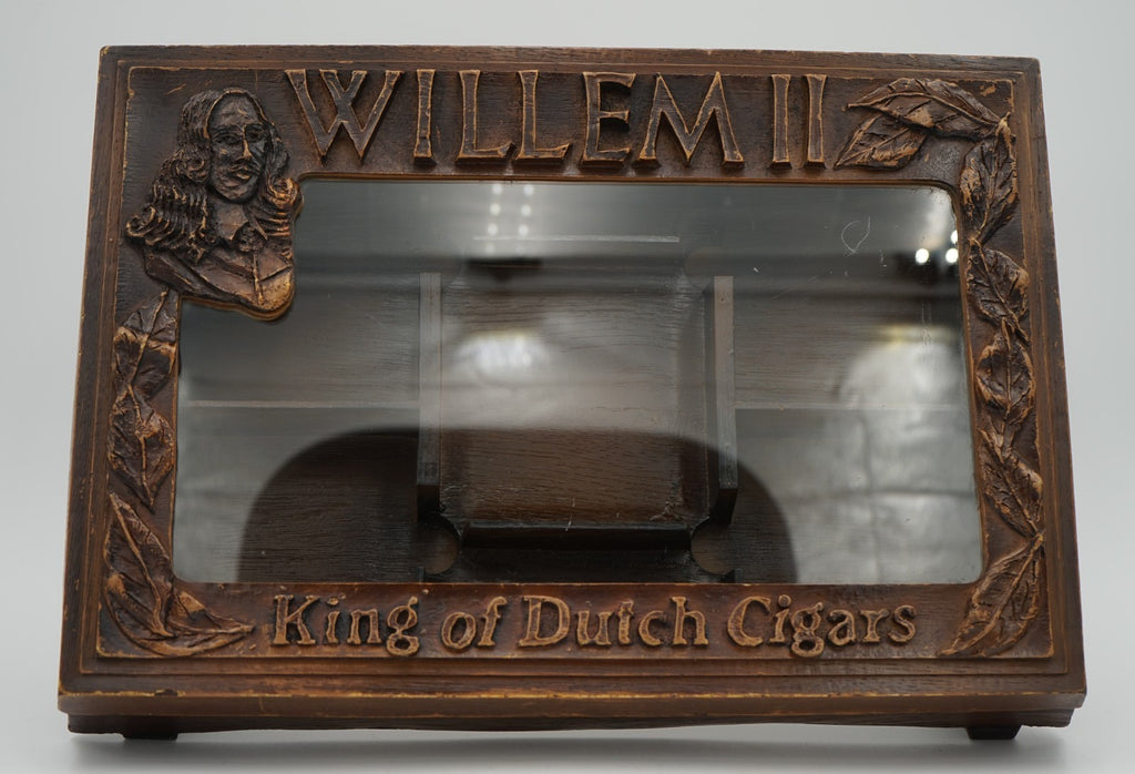 ANTIQUE ANGLO DUTCH CIGAR CO. WILLEM II OAK GLAZED SHOP COUNTER DISPLAY CABINET