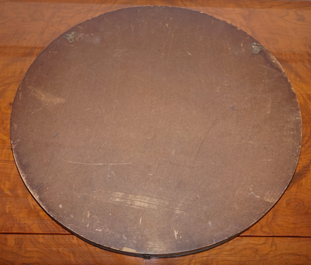 VINTAGE ART DECO PEACH GLASS BEVELED CIRCULAR WALL MIRROR