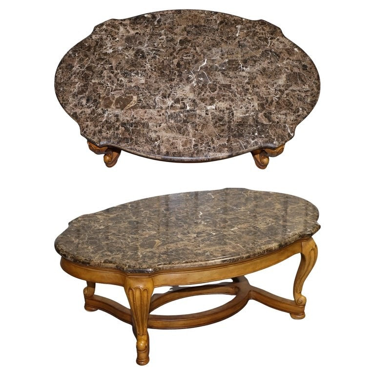VINTAGE FRENCH STYLE COFFEE TABLE WITH FAUX MABRLE TOP