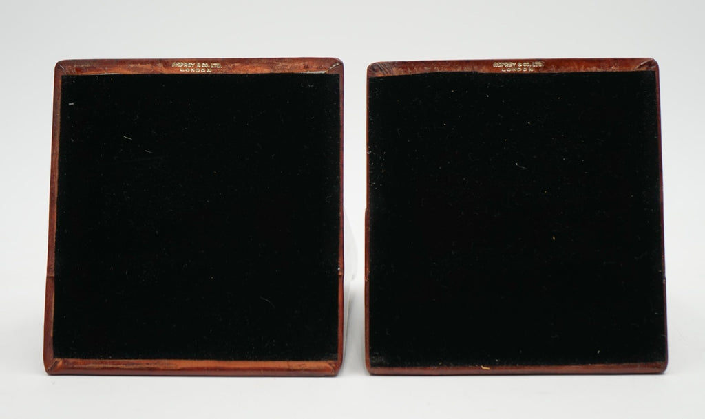 RARE PAIR OF ANTIQUE ASPREY LONDON LEATHER BOOK ENDS