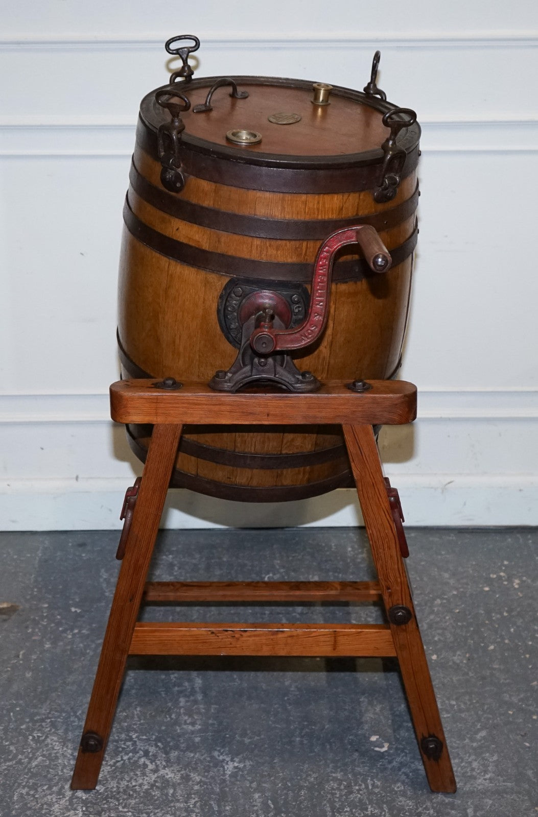 ANTIQUE VICTORIAN CIRCA 1885 ENGLISH G. LLEWELLIN & SONS BUTTER CHURN