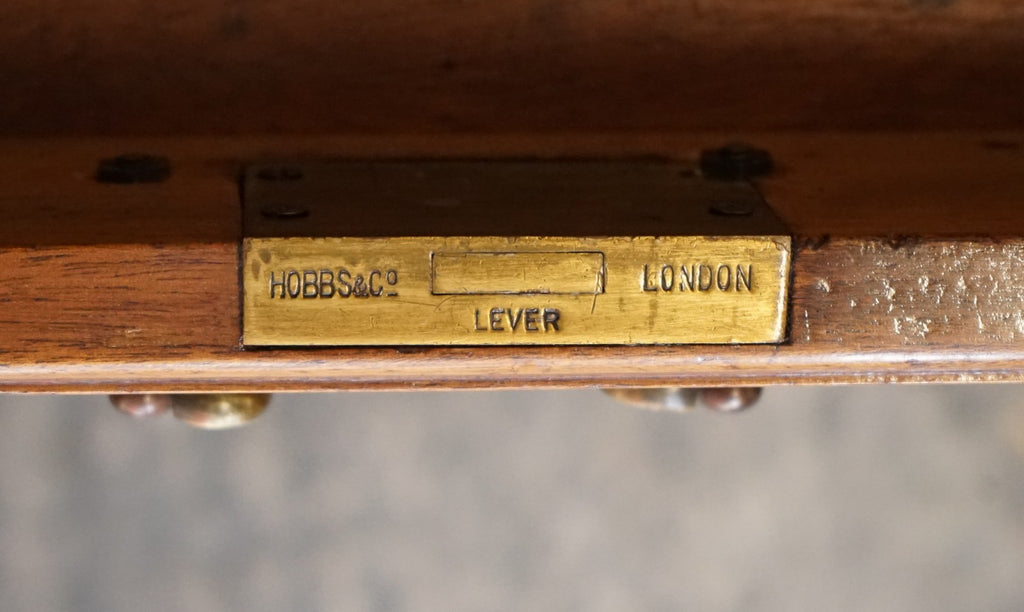 ANTIQUE RESTORED HOBBS & CO LONDON TWIN PEDESTAL DESK HAND DYED RED LEATHER TOP