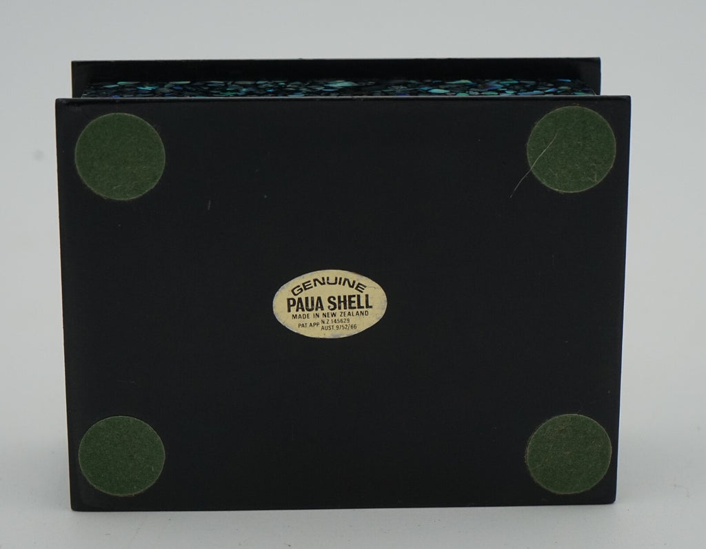 VINTAGE GENUINE PAUA SHELL ABALONE TRINKET JEWELERY STORAGE BOX FROM NEW ZEALAND