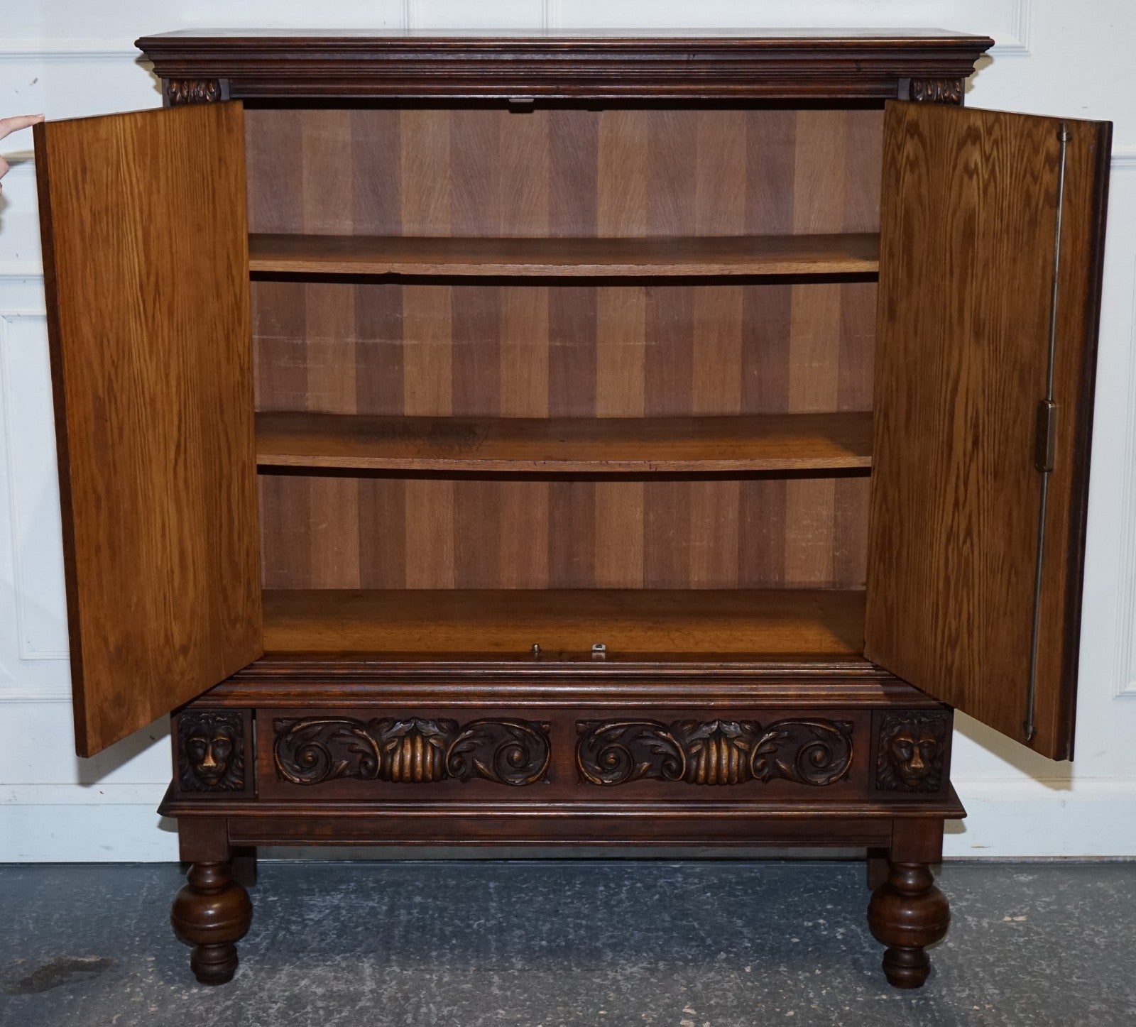 19TH CENTURY RENAISSANCE STYLE FRENCH CARVED WALNUT CABINET WITH SHELVES