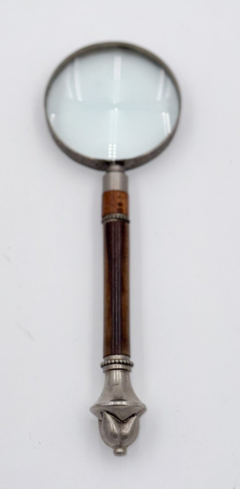 ANTIQUE ENGLISH WALNUT RECEPTION DESK LETTER SET MAGNIFYING GLASS