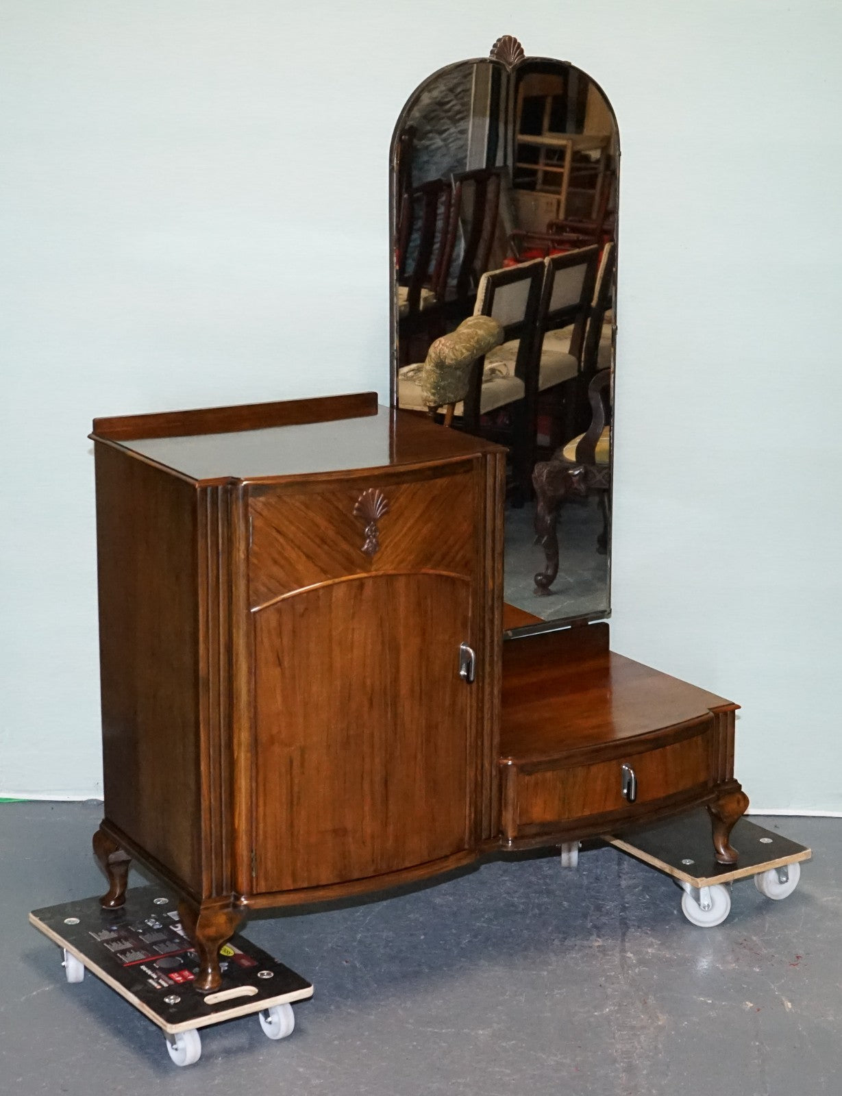 1930s ART DECO C.W.S CABINET WORKS DRESSING TABLE WITH MIRROR