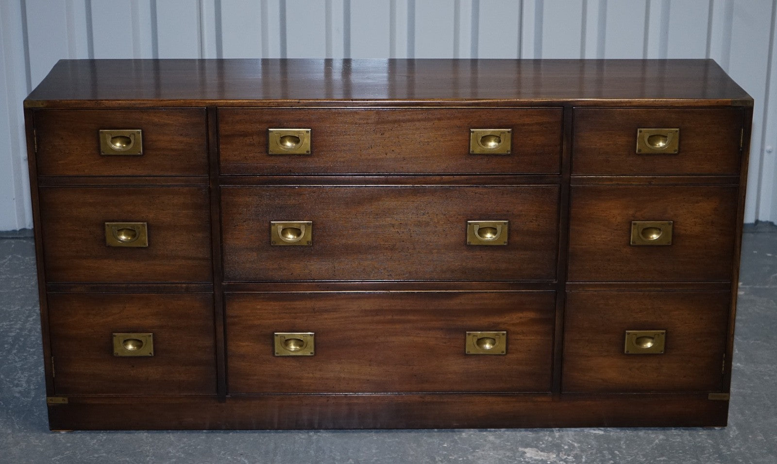 1950'S BRITISH BEVAN FUNNELL MILITARY CAMPAIGN SIDEBOARD BRASS FITTINGS