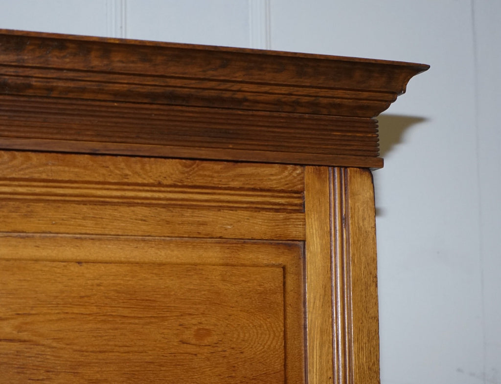 ANTIQUE VICTORIAN ENGLISH OAK LINEN PRESS WARDROBE WITH FOUR DRAWERS