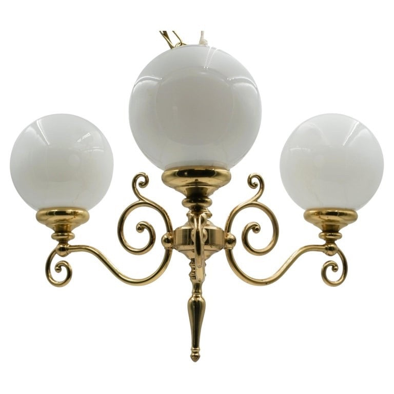 VINTAGE ART DECO STYLE CEILING CHANDELIER THREE ARM PENDANT (1/2)