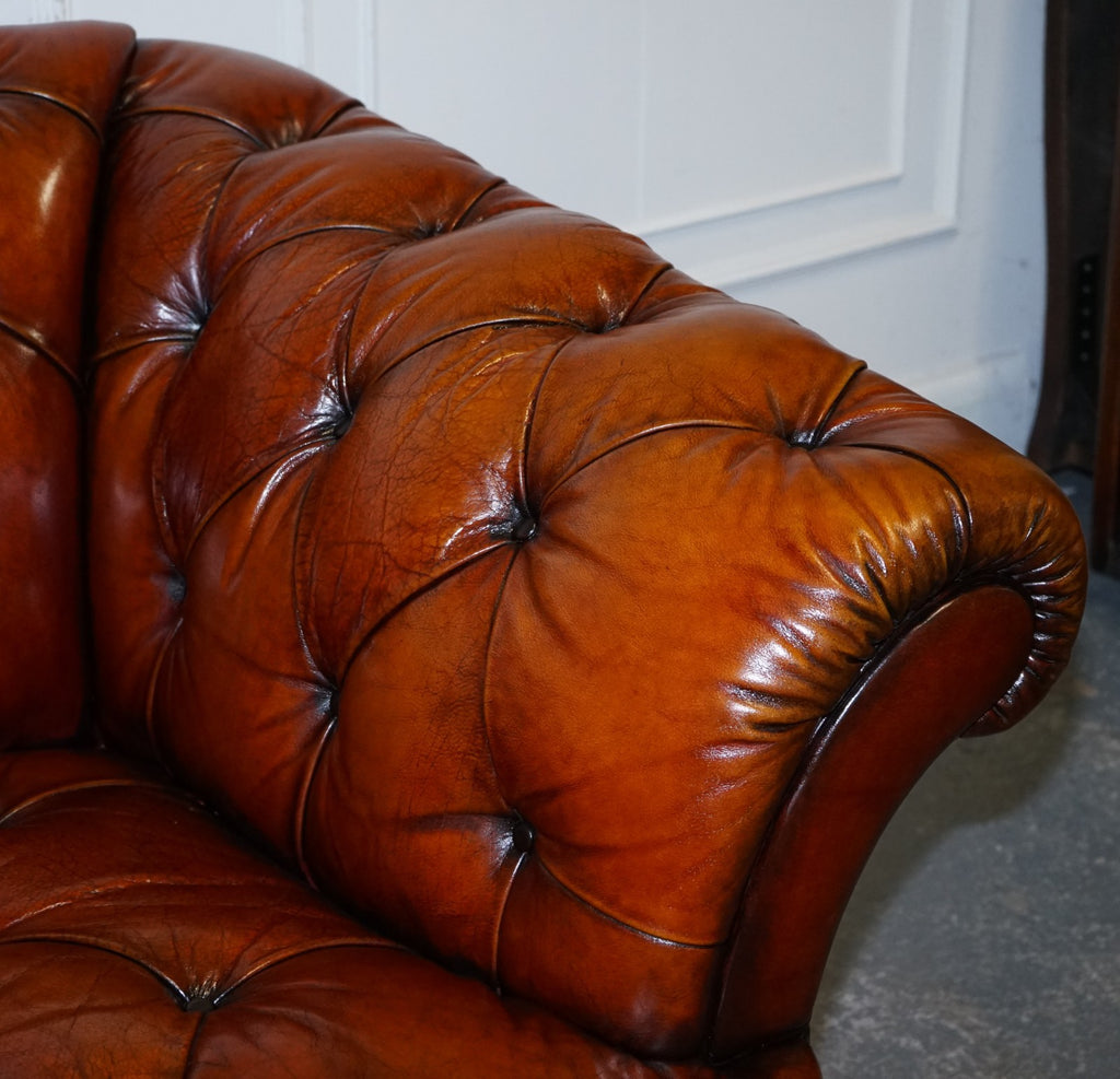 RESTORED HAND DYED LEATHER 2.5 SEATER CHESTERFIELD TETRAD OSCAR SOFA