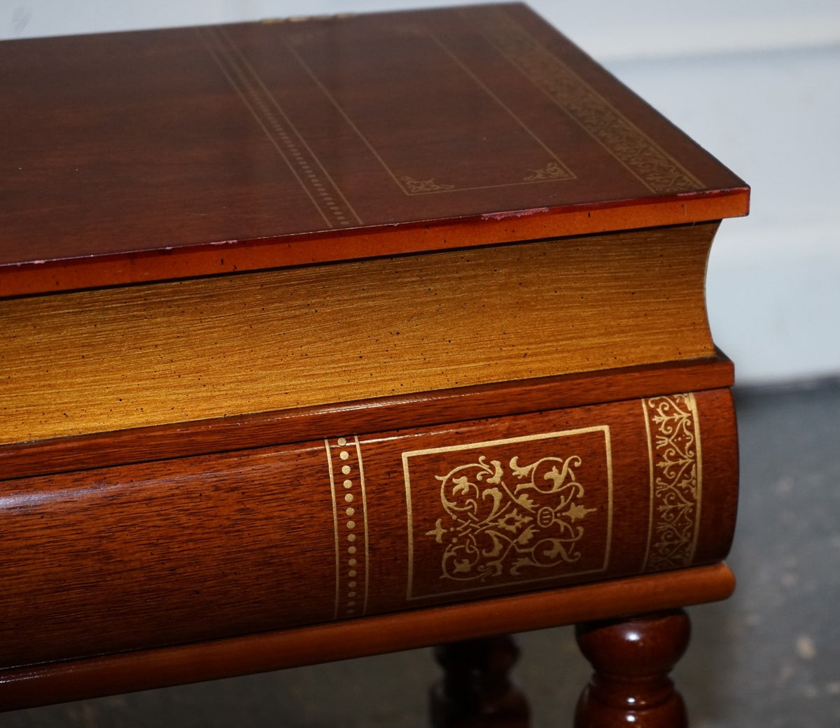 MATCHING PAIR OF WOODEN FAUX BOOKS STACK SIDE END WINE TABLES WITH STORAGE