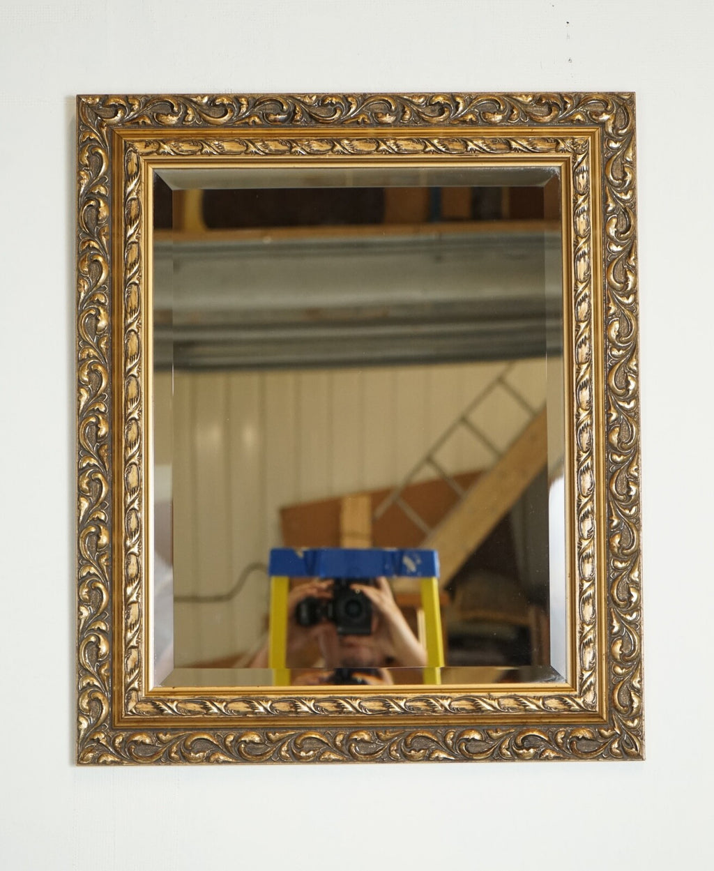 VINTAGE PETITE GOLD ORNATE BEVELLED MIRROR