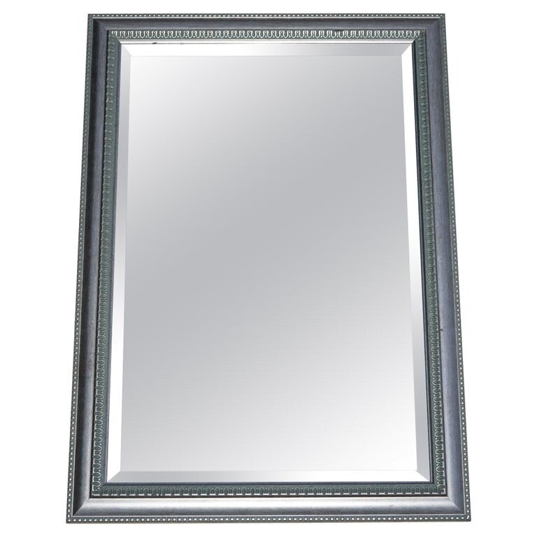 GORGEOUS SILVER GREY FRAME BEVELLED HANGING WALL MIRROR