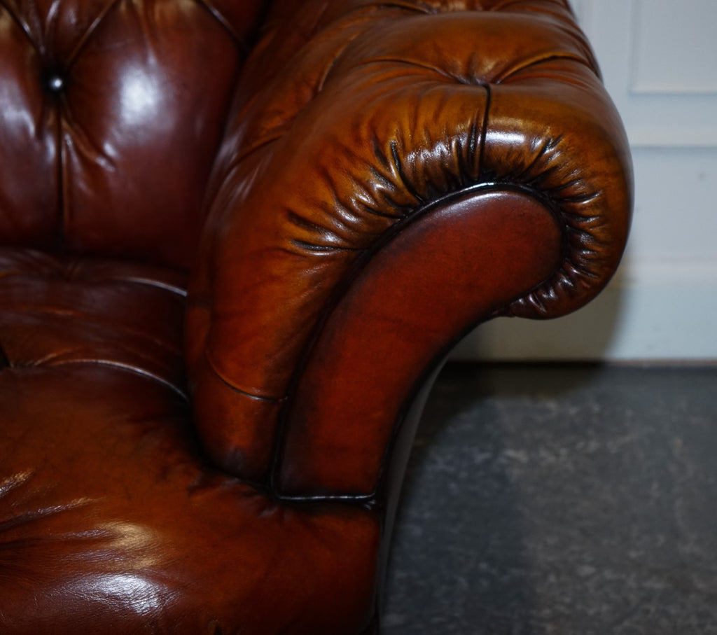 RESTORED HAND DYED LEATHER 2.5 SEATER CHESTERFIELD TETRAD OSCAR SOFA