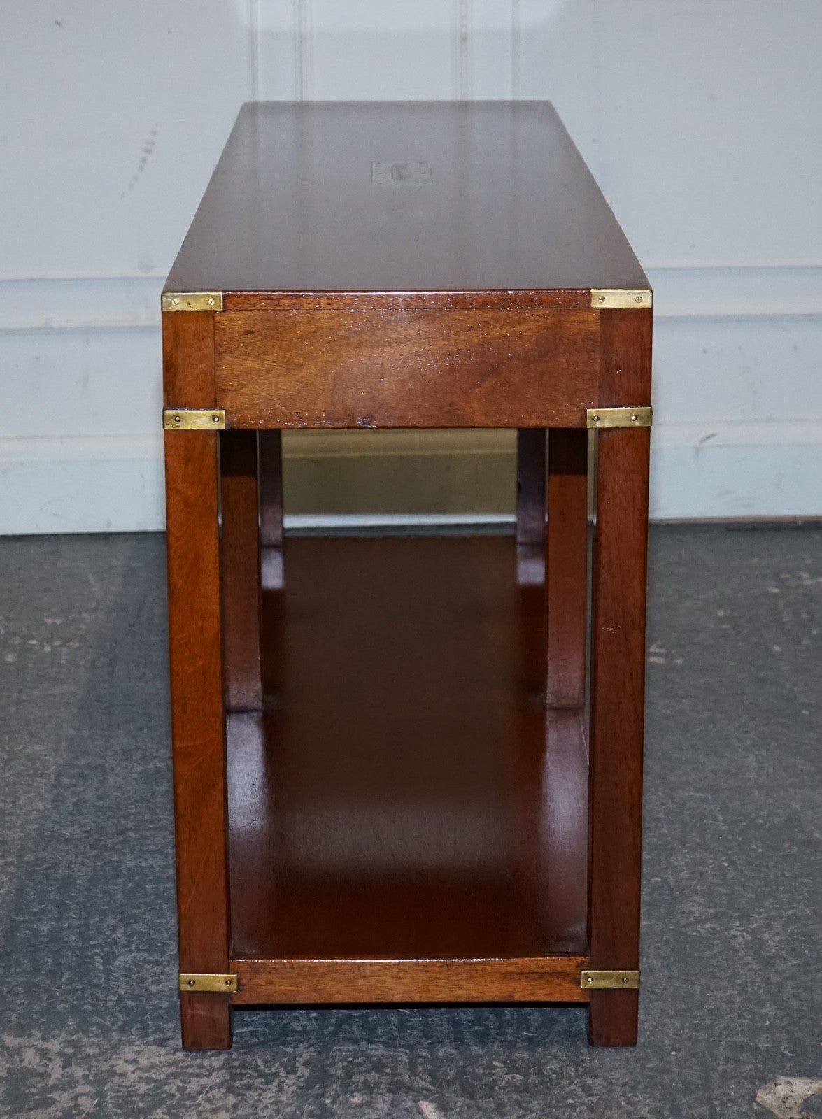 RESTORED VINTAGE HARRODS LONDON KENNEDY MILITARY CAMPAIGN CONSOLE TABLE