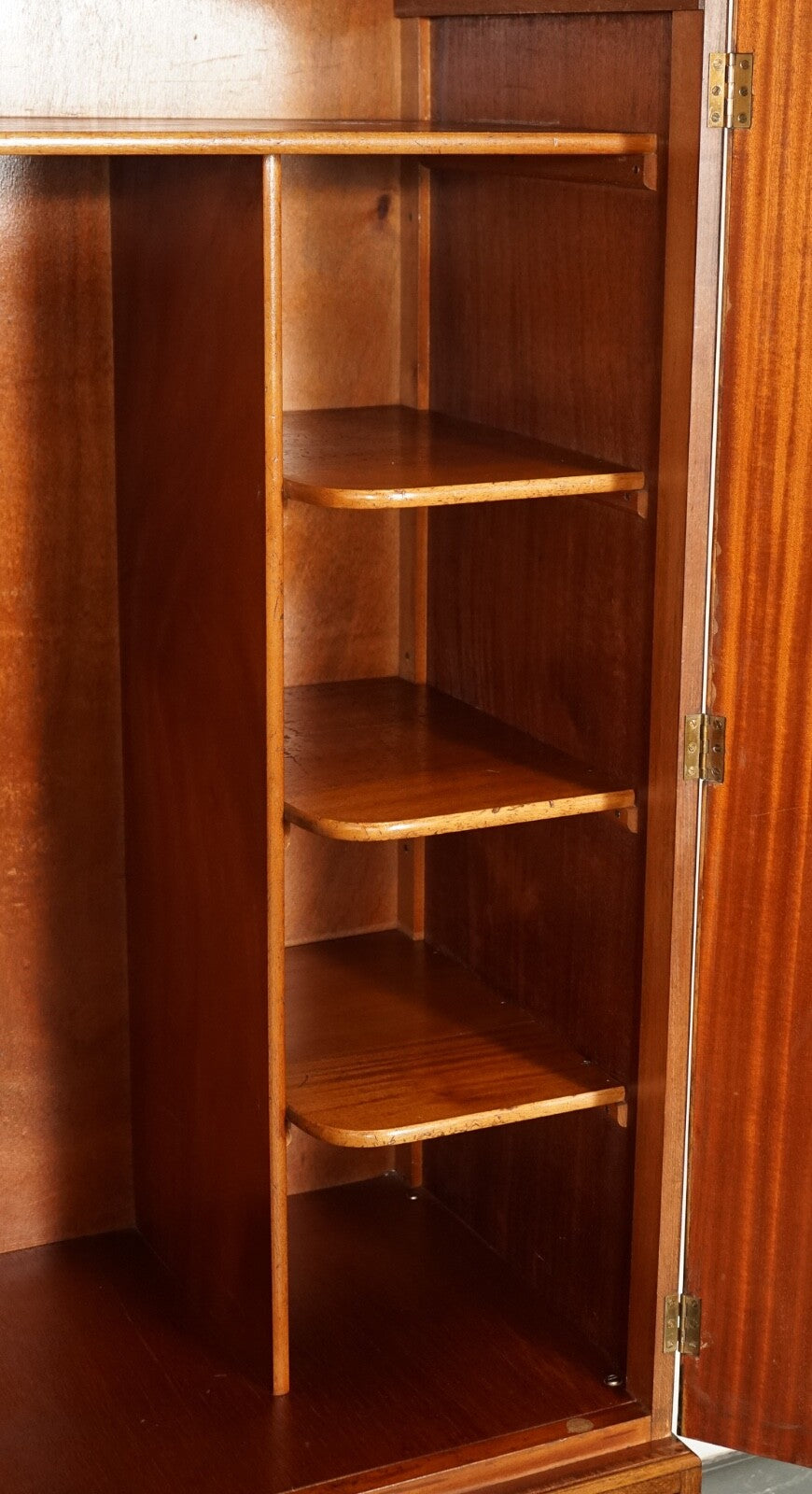 LOVELY 1920'S ART DECO BURR WALNUT WARDROBE WITH TWO DRAWERS QUEEN ANNE LEGS