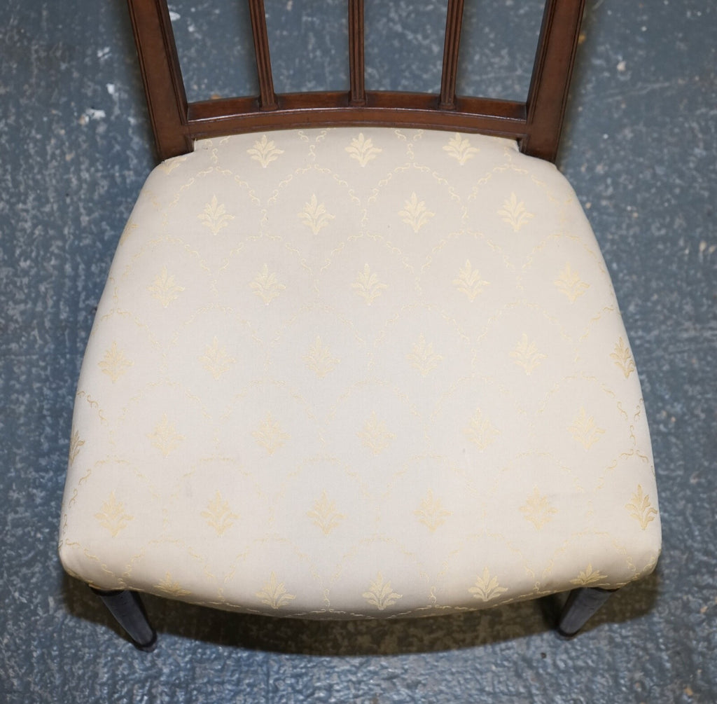 VICTORIAN PAIR OF SIDE CHAIRS WITH CREAM FABRIC SEATS