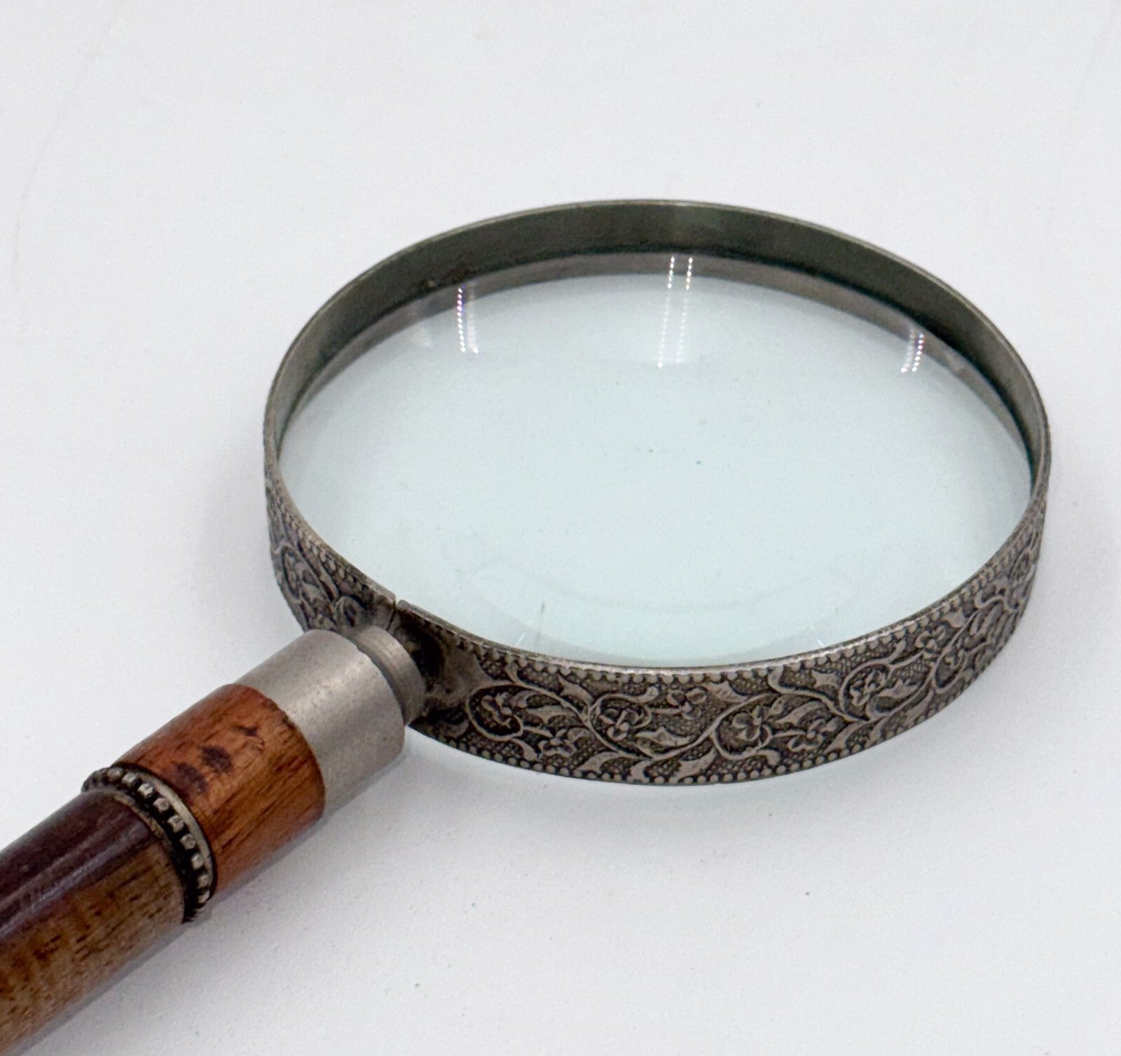 ANTIQUE ENGLISH WALNUT RECEPTION DESK LETTER SET MAGNIFYING GLASS