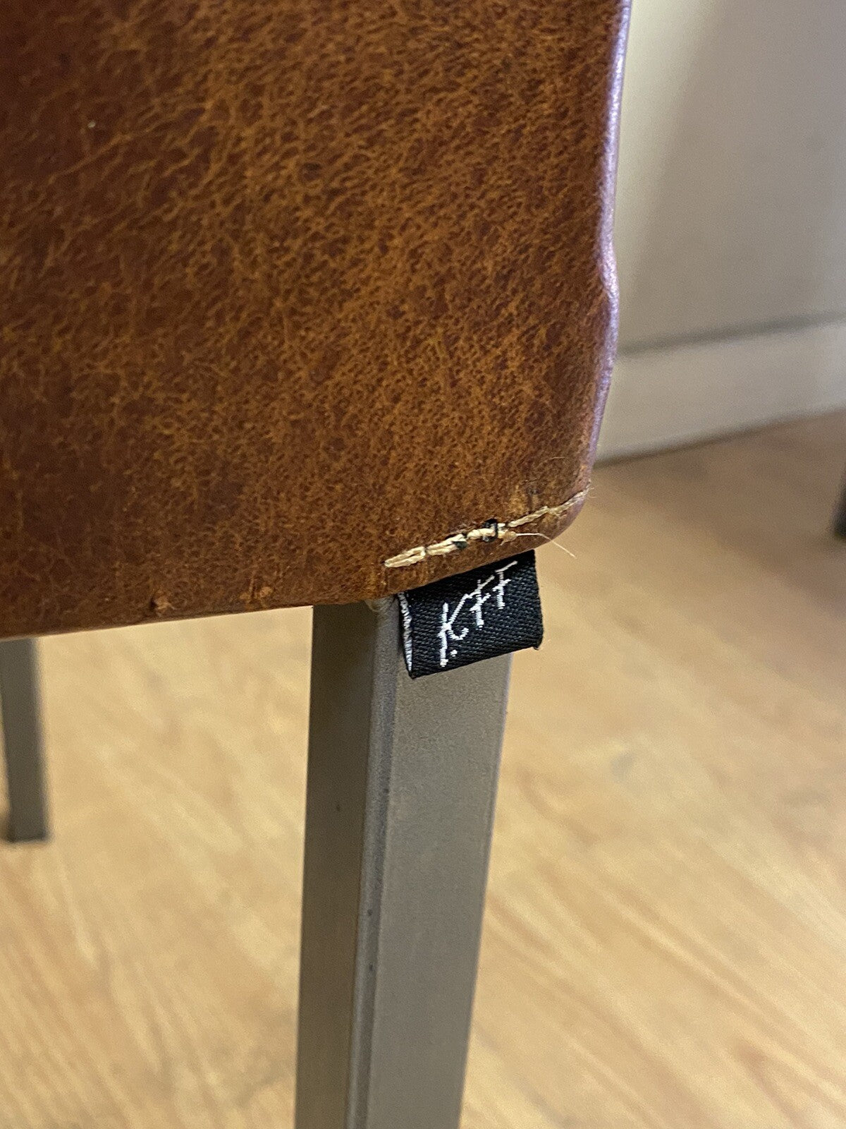 VINTAGE BROWN LEATHER AND STEEL TEXAS DINING CHAIR BY KARL FRIEDRICH FÖRSTER